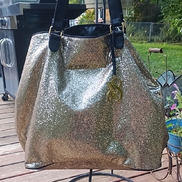 Victoria Secret Sparkling Gold Tote - Picture 1 of 6